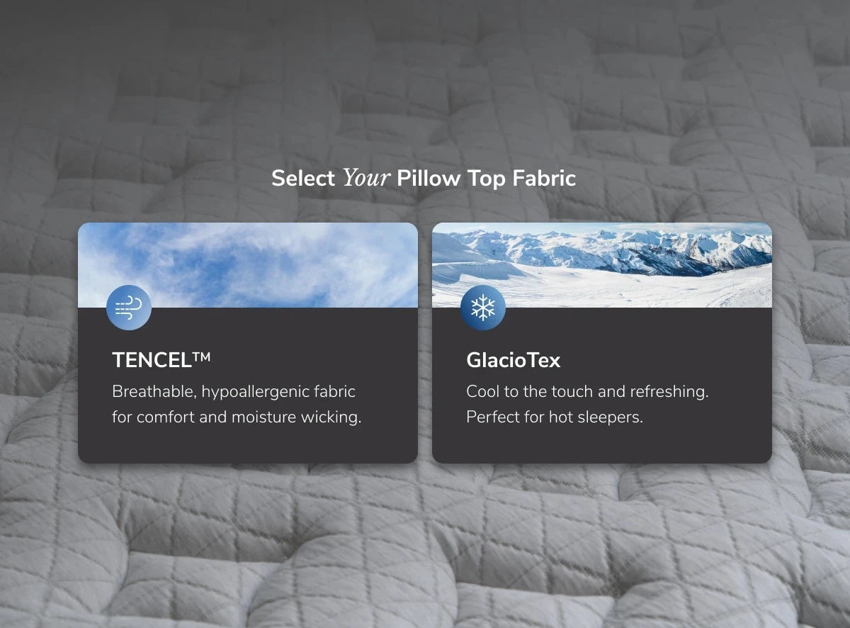 Helix Sunset Luxe TENCEL and optional GlacioTex pillow top fabrics
