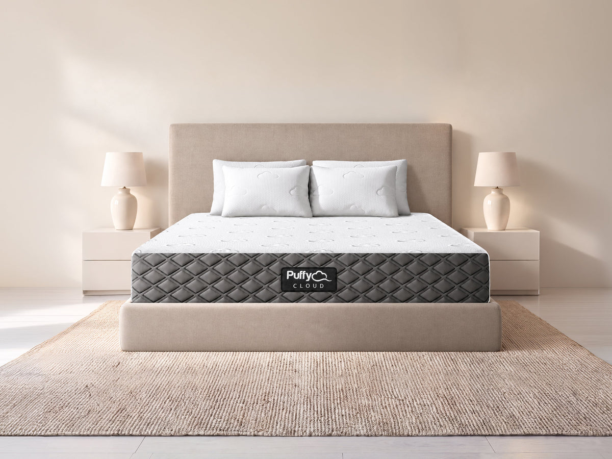 Puffy Cloud Mattress in a bedroom