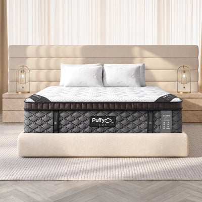 Puffy Lux Hybrid Mattress in a bedroom