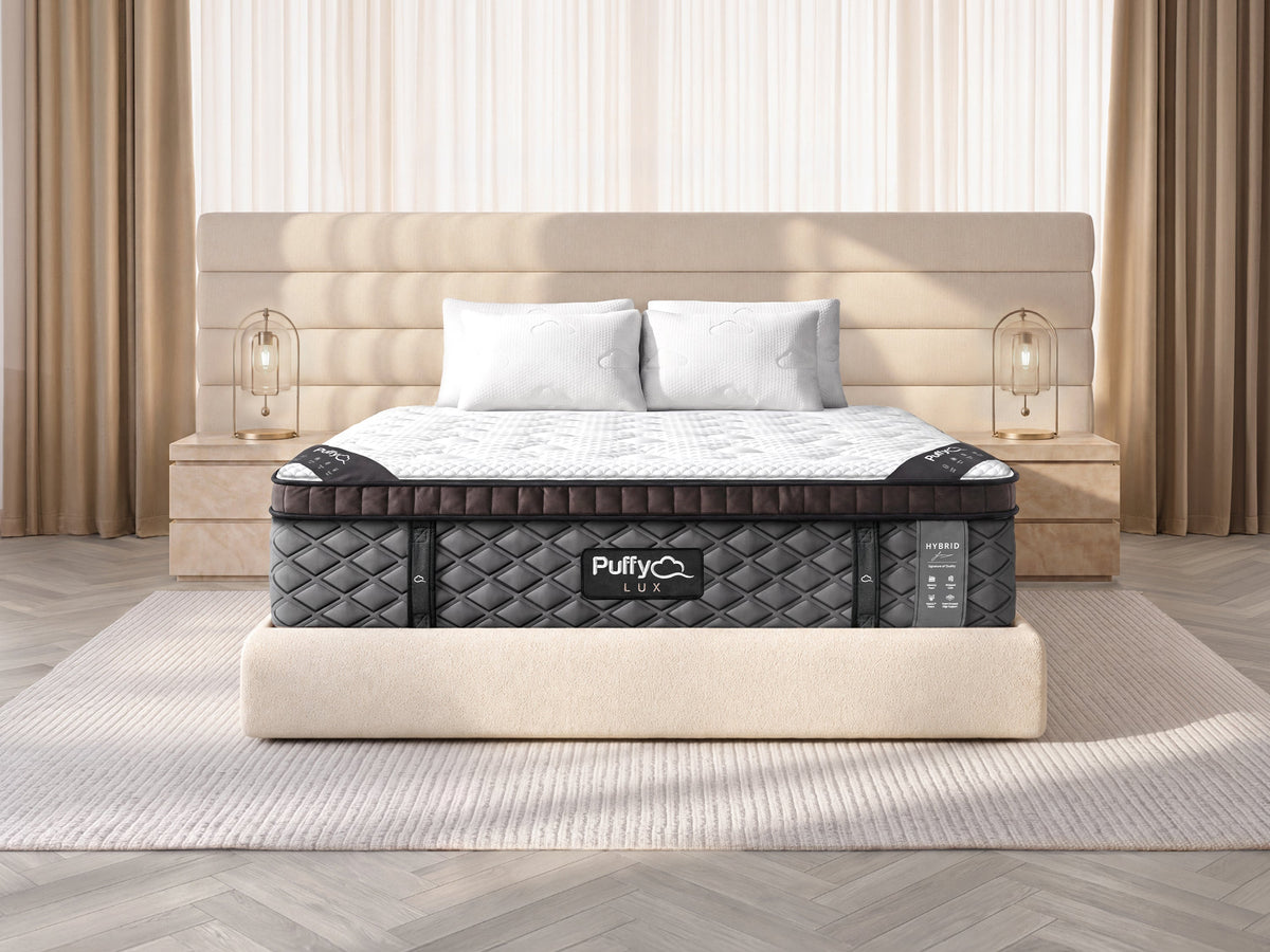 Puffy Lux Hybrid Mattress in a bedroom