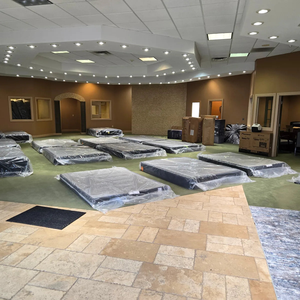 Behind the scenes: getting the Sedalia showroom ready.