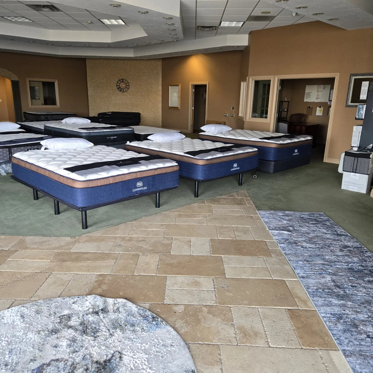 Mattress displays in our Sedalia showroom.