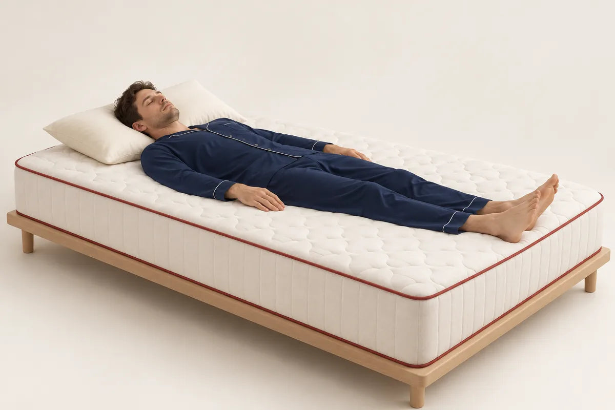 Illustration of an adult back sleeping on a mattress